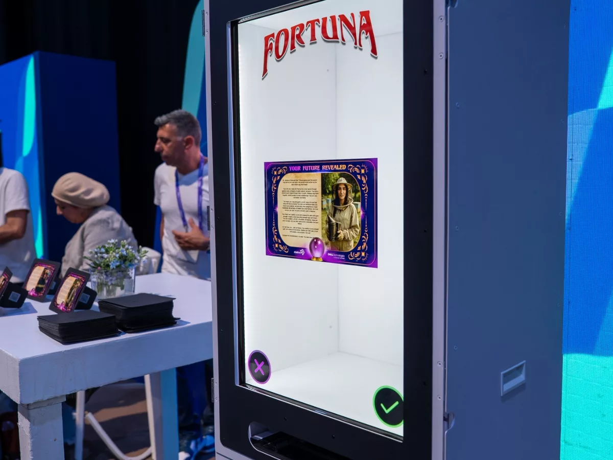 AI fortune teller photo activation at a corporate conference engaging attendees with interactive digital experience