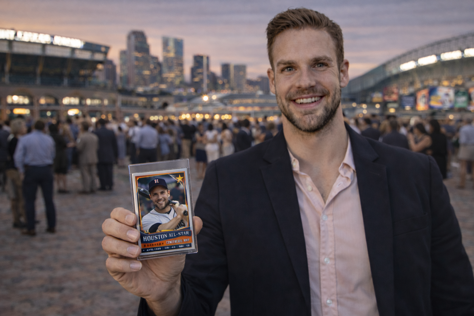 AI Trading Cards Houston baseball stadium activation at corporate networking event