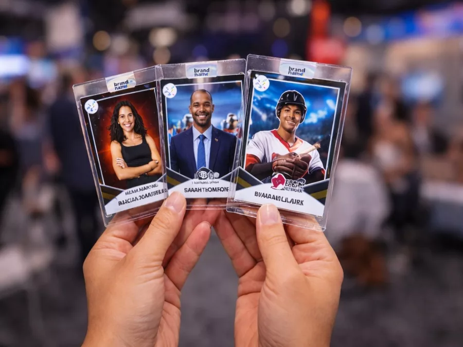 interactive event experiences ai trading card activation.jpg Custom AI trading card activation at a conference booth interactive event experience
